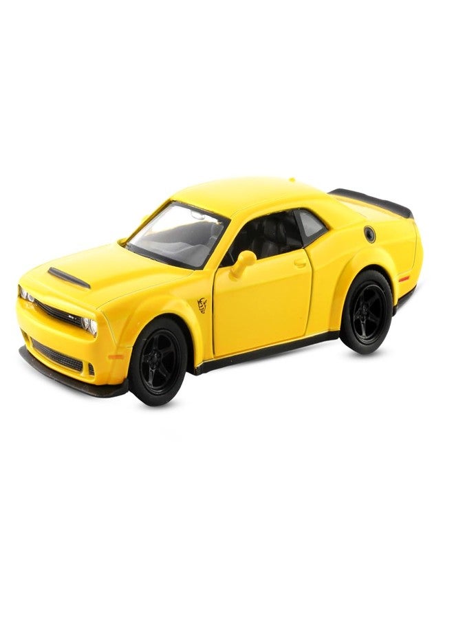 Rmz City 5 Inch Die Cast Dodge Challenger SRT Demon 2018 Toy Car 1:39 Scale Model | Licensed Collectible Vehicle with Opening Doors & Pullback Action | International Series for Car Lovers | Yellow - Image 1